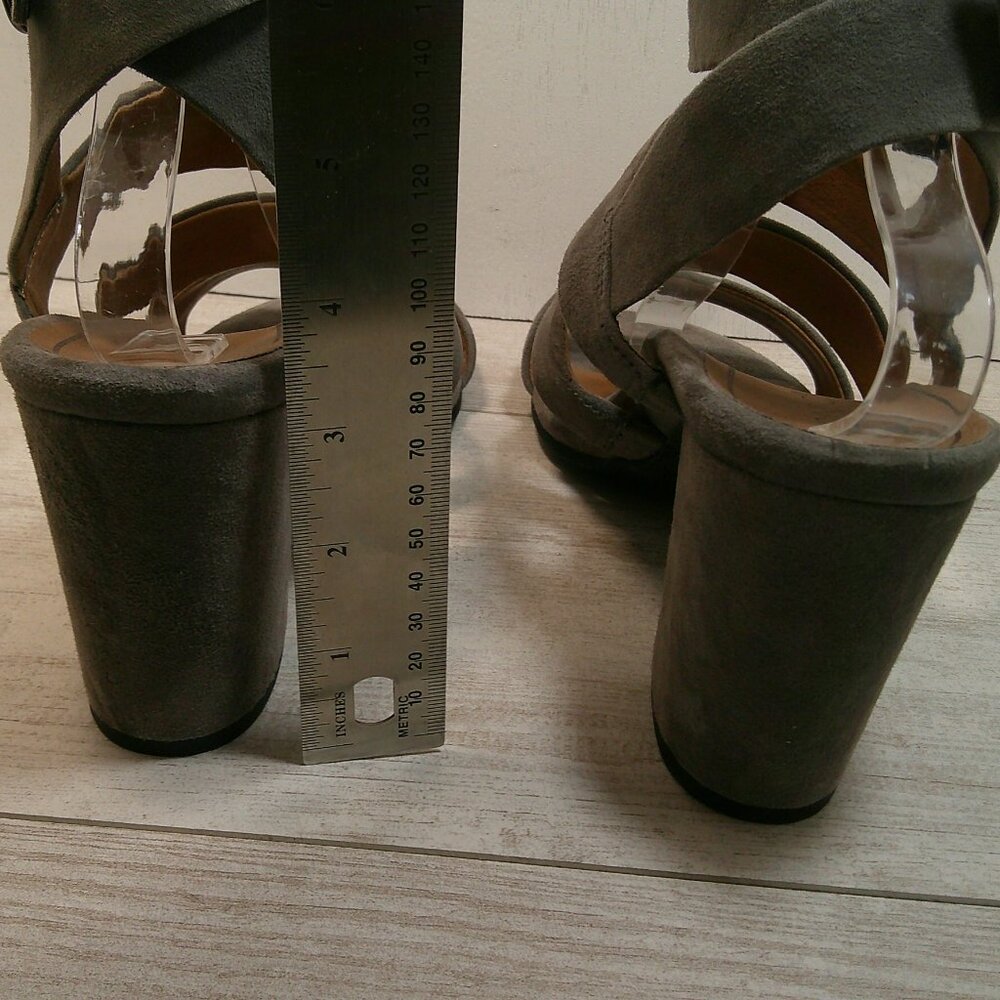 Vionic Blaire Gray Suede Strappy Block Heel Sandals Size 11 - Picture 5 of 12